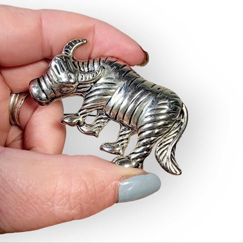 Vintage Buffalo Brooch Pin Metal 1970s